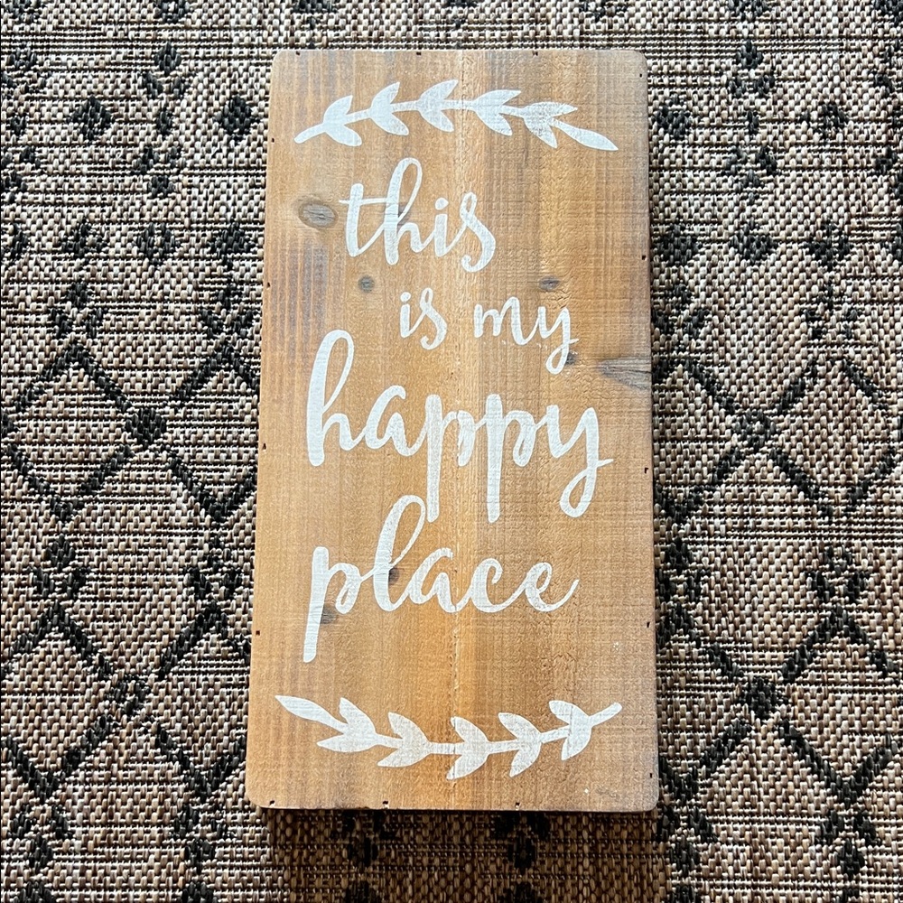 Wooden Sign with White Text